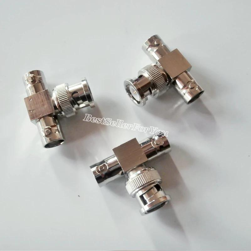 Conector macho BNC a dos clavijas hembra, conector RF adaptador de 3 vías B, 1 unidad