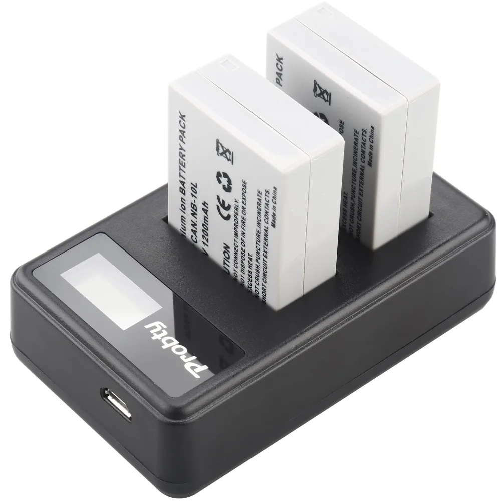 Batería de piezas para cámara Canon PowerShot G15, G16, G1X, G3X, SX40, SX40HS, SX50, SX60 HS, 2 NB-10L, NB, 10L, NB10L, cargador Dual USB LCD