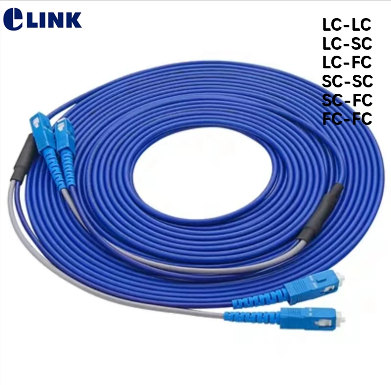 Cable de conexión de fibra óptica de 2 núcleos, cable blindado azul LC STSCAPC LCAPC FC SM ftth jumper monomodo 2C - imagen 2