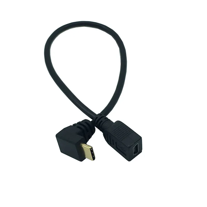 Cable de carga USB-C de 90 grados con ángulo arriba y abajo Cable convertidor hembra USB 3.1 tipo C macho a Mini USB (Mini B)