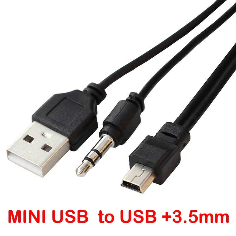2 en 1 para reproductor Bluetooth altavoz portátil USB2.0 Cable macho Jack 3,5mm Cable auxiliar macho Mini USB 5 pines carga datos Cbale - imagen 2