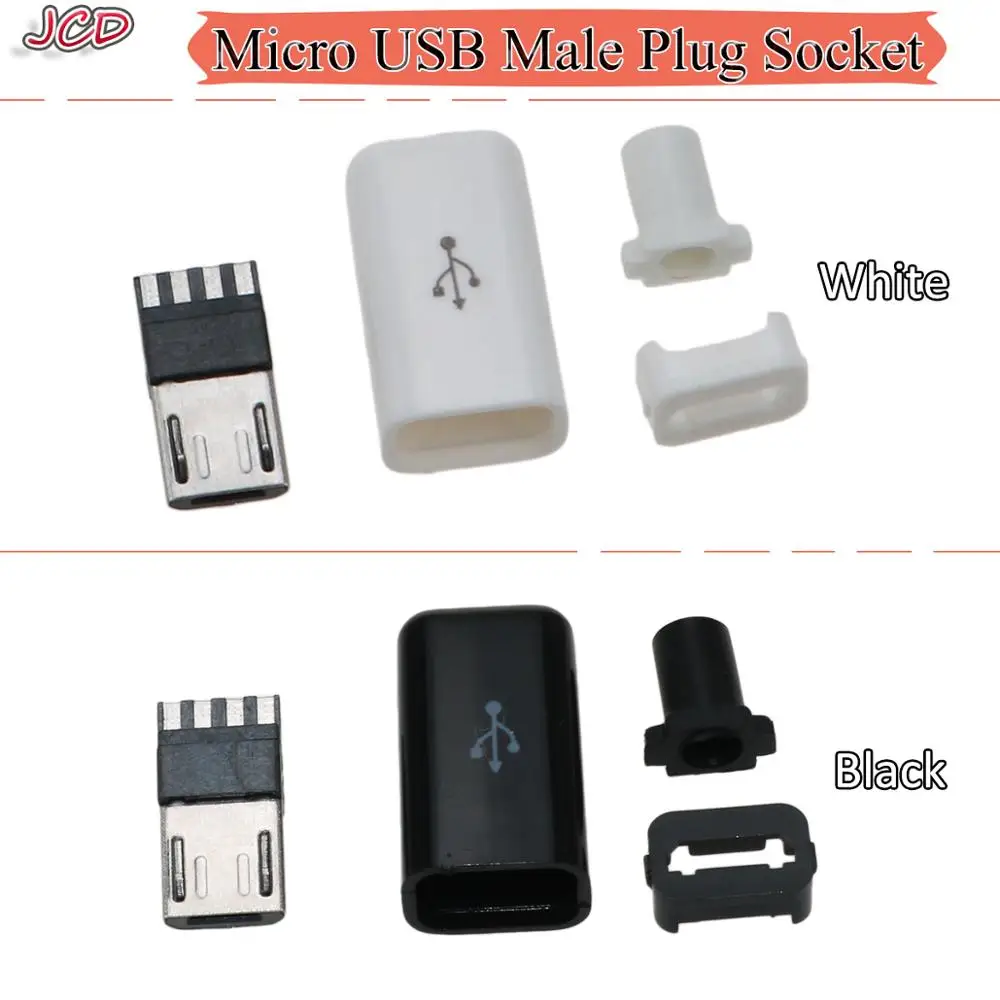 JCD-conector de enchufe macho Micro USB de 5 pines, cubierta de plástico, montaje de soldadura, Cable de conector de repuesto, bricolaje, nuevo
