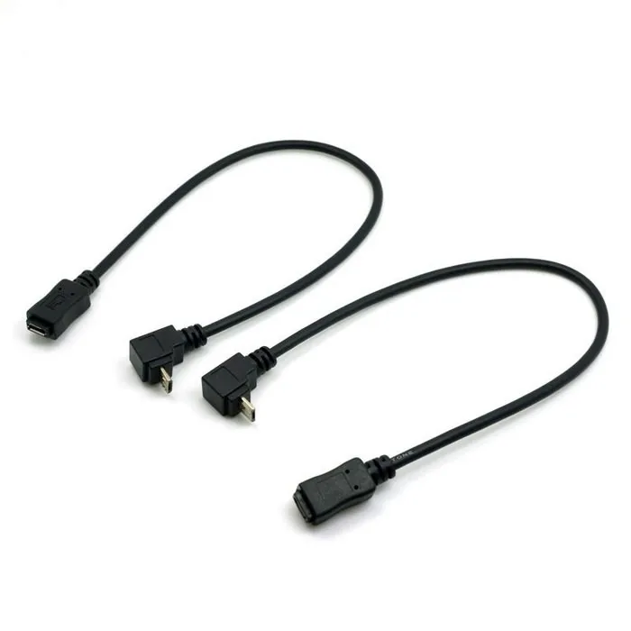 Cable de extensión Micro USB 2,0 macho a hembra, Conector de 5 pines con ángulo de 90 grados, conector macho a hembra - imagen 3