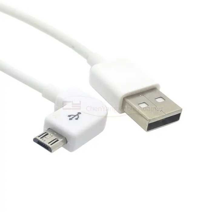 Cable Micro USB V8 Macho Carga Rápida Ángulo Izquierdo 90°