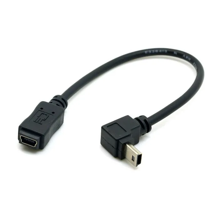 2 uds 90 grados dirección arriba y abajo en ángulo Mini USB 5 pines macho a Mini USB hembra Cable de extensión 0,2 m, 20cm - imagen 4