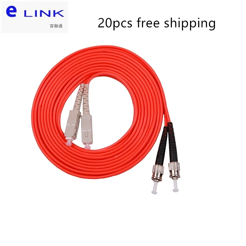 Cable de conexión de fibra óptica SC-ST OM1 OM2 dúplex multimodo 3,0mm 62,5/125 um cable puente de fibra óptica envío gratis ELINK 20 piezas ST SC