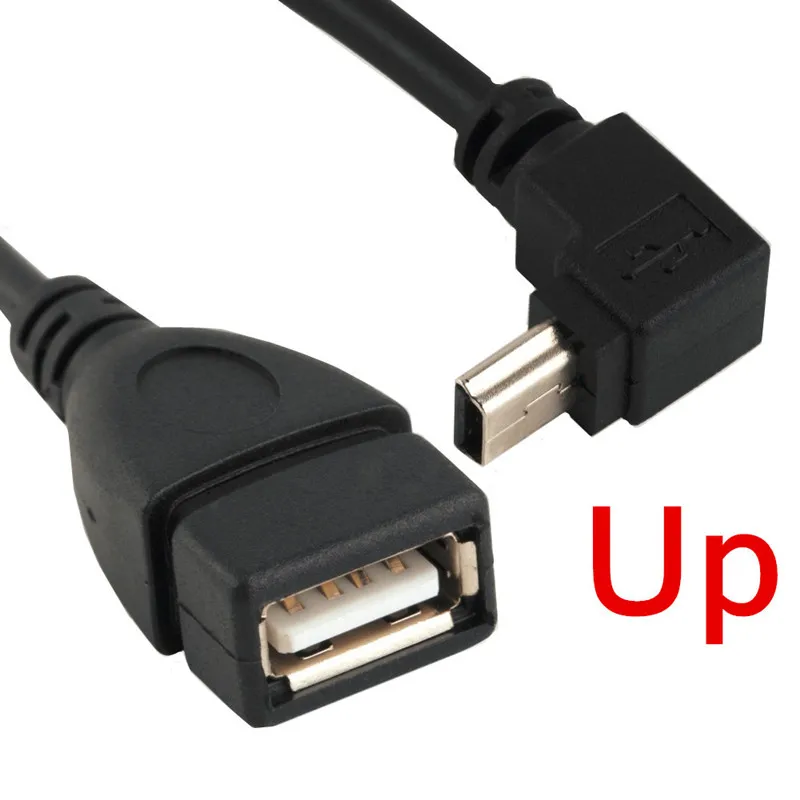 Mini adaptador USB 5P macho a OTG hembra para coche, Cable de datos para cámara de vídeo, Audio, tableta, CD, GPS, XR649, 90 grados, derecho, izquierdo y arriba - imagen 3