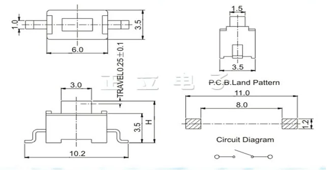 Interruptor táctil de cristal líquido para coche, pulsador táctil de 3x6x1000mm con control remoto, SMD, color blanco, 4,3 unids/lote, 3x6x4,3mm - imagen 3