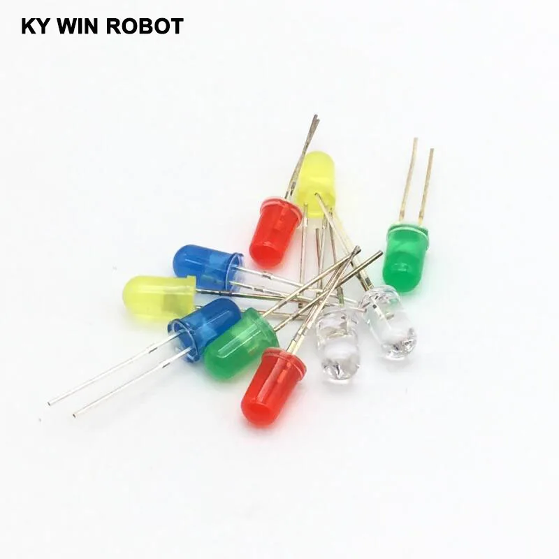 Kit surtido de luces LED de diodo, kit de bricolaje electrónico, blanco, amarillo, rojo, verde, azul, 5mm, 10 unidades, gran oferta - imagen 4