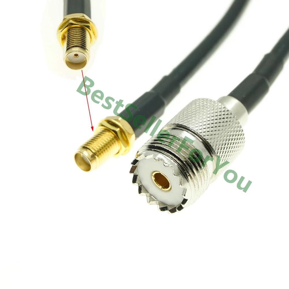 Mampara de tuerca hembra SMA a UHF hembra SO239 SO-239, conector RF, Cable recto Pigtail Jumper RG58 - imagen 5