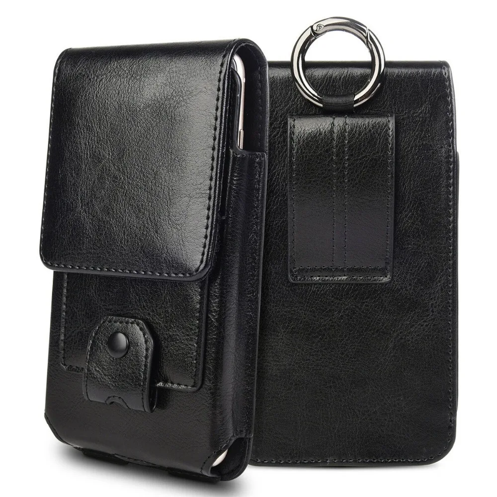 Genuine leather phone pouch Flip holster belt clip vertical waist bag for iphone Xs max 6 7 8 plus universal phone case for XR (4)