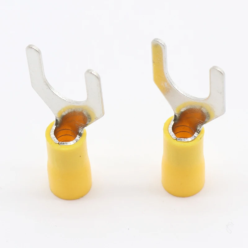 SV5.5-8 conector de Cable de Terminal amarillo 50 Uds. Terminales de conector de engarce de pala de horquilla aislada cableado eléctrico SV5-8 SV - imagen 5