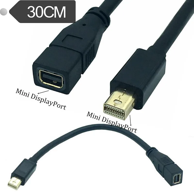 Cable de extensión de vídeo Mini DisplayPort M/F macho a hembra Mini DisplayPort 4K con soporte HBR2 - Extensión Mini DP 0,3 m - imagen 3