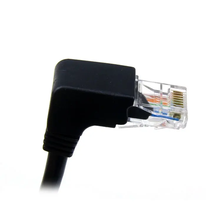 Cable de extensión de red Ethernet de 90 grados en ángulo hacia abajo de 50cm macho a hembra 8P8C FTP STP UTP Cat 5e Cable Lan para red de ordenador - imagen 4