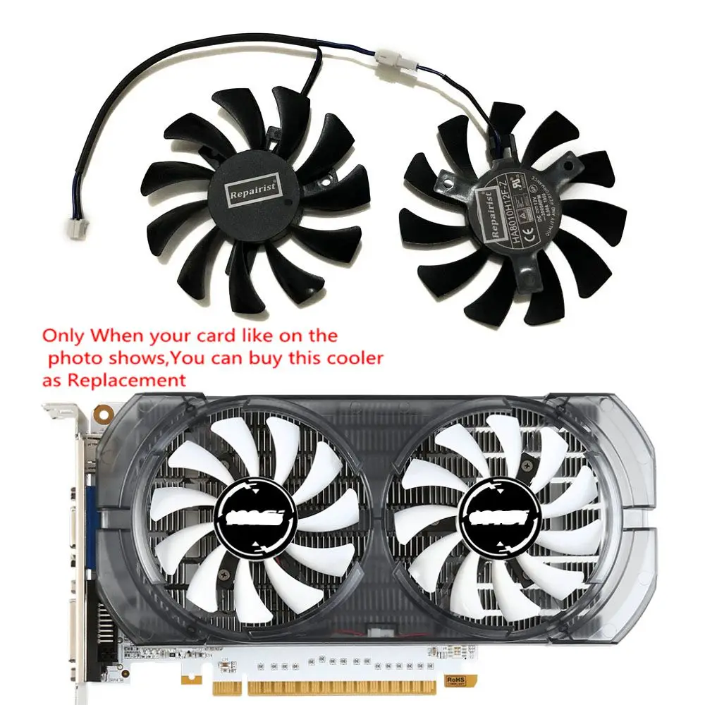 Ventilador de tarjeta gráfica GPU, 75MM,2 pines, HA8010H12F-Z, para MSI N GTX 750 N750Ti-2GD5TOCV1 N750Ti-2GD5OC, MSI CMP 30HX MINER XS - imagen 2
