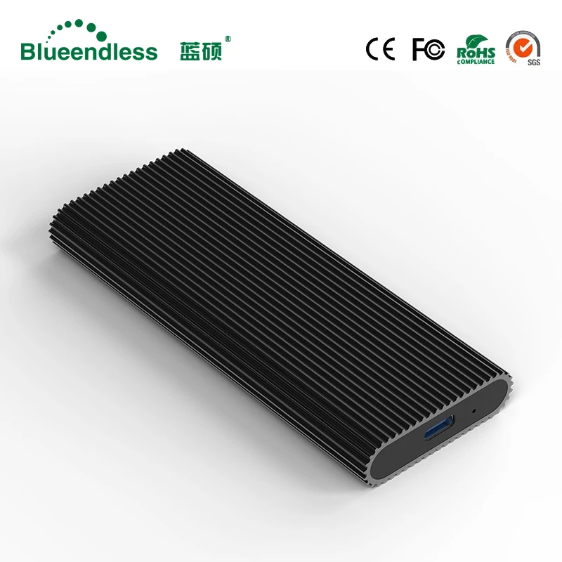 Blueendless-fundas de disco duro Ssd portátil M.2, carcasa de disco duro de alta velocidad tipo C, Usb 3,1, de aluminio negro, Caddy Hdd