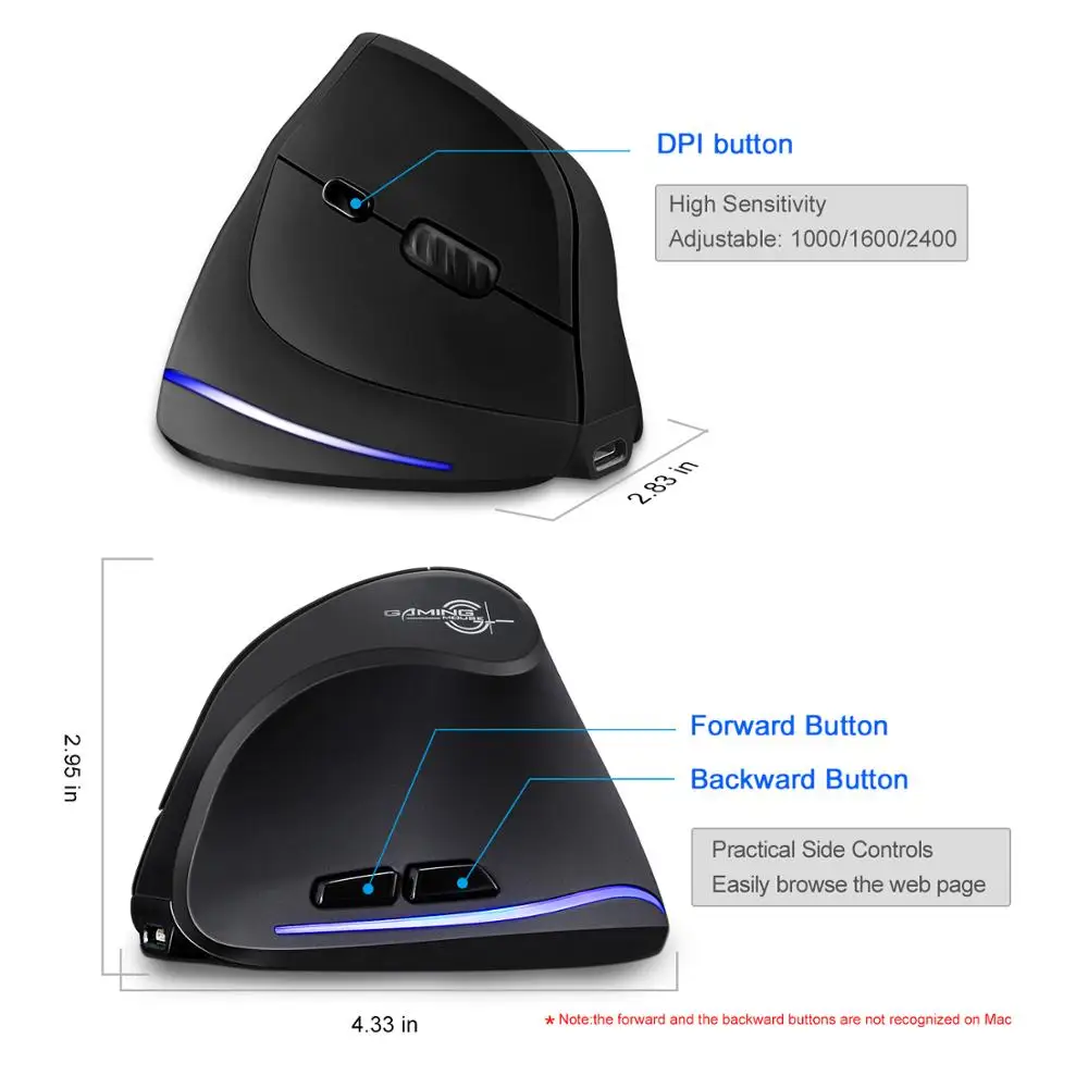 Lefon F35 – Ratón Vertical Inalámbrico Ergonómico 2400 DPI