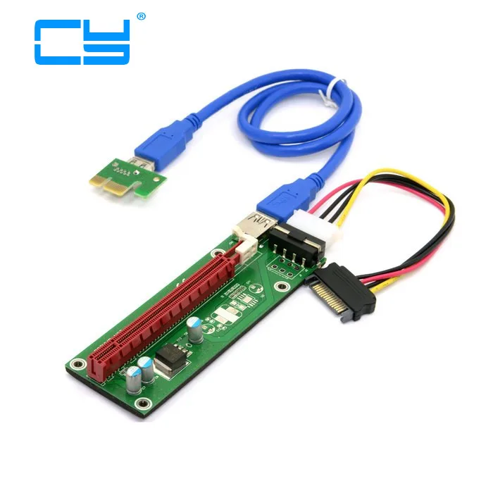 Tarjeta Elevadora PCI-E PCI Express 1x a 16x USB 3.0 SATA 4Pin IDE Molex BTC Minería