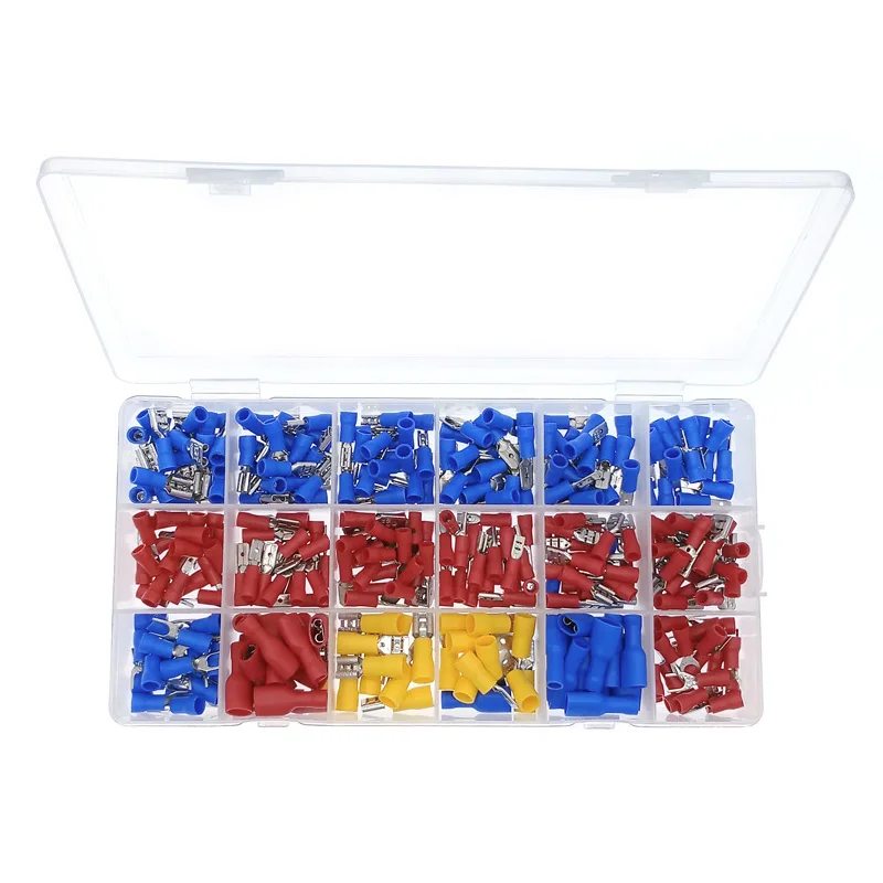 Kit surtido de conectores de terminales tipo U, horquilla completamente aislada, anillo de pala de engarce eléctrico, 330 Uds.