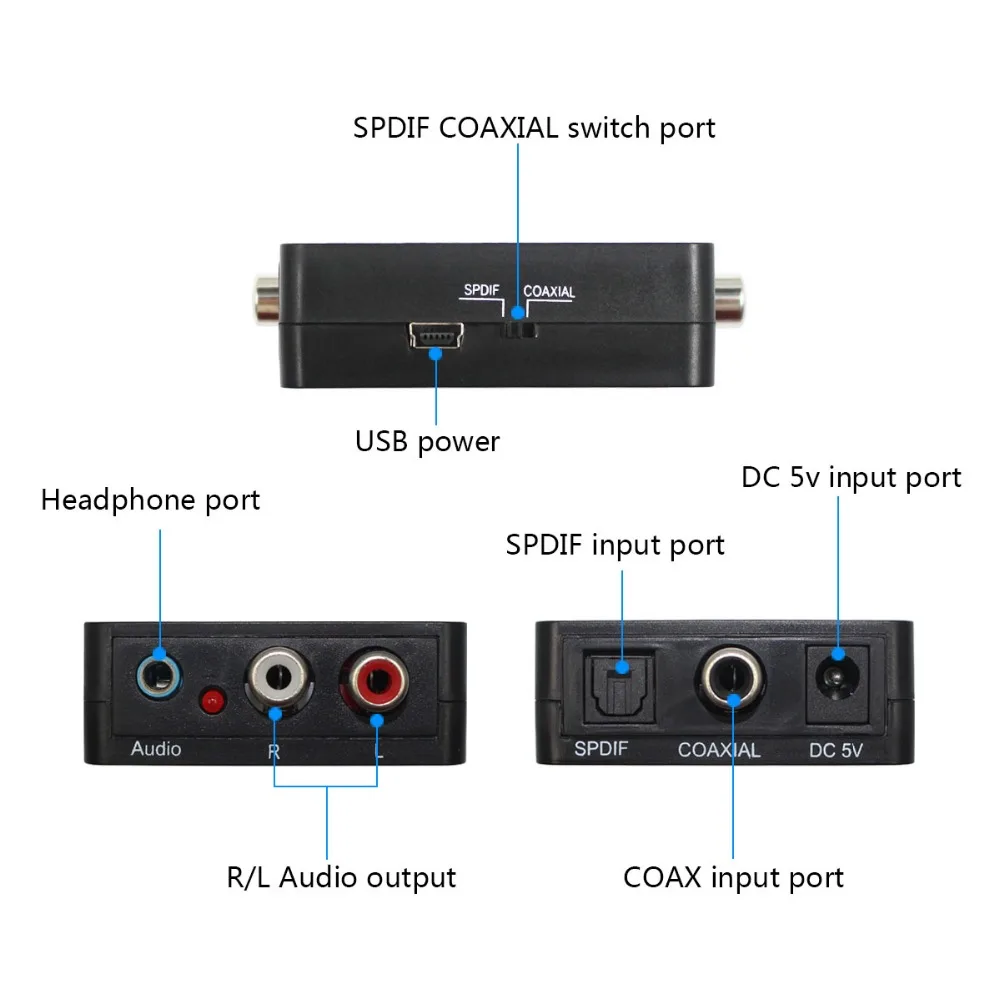 Decodificador de Audio Digital convertidor Digital a analógico óptico SPDIF a L/R Audio 3,5mm soporte de Audio PCM 5,1 Dolby Digital y DTS - imagen 2