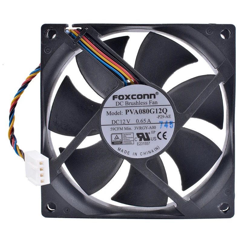 COOLING REVOLUTION-ventilador PVA080G12Q, 8cm, 80mm, 8025, 80x80x25mm, 12V, 0.65A, 4 pines, PWM, ordenador, CPU, alto volumen de aire - imagen 2