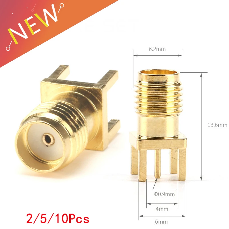 10 uds/2 piezas SMA hembra Jack tuerca de soldadura borde PCB Clip montaje recto conector RF chapado en oro receptáculo soldadura 2/5/10 Uds