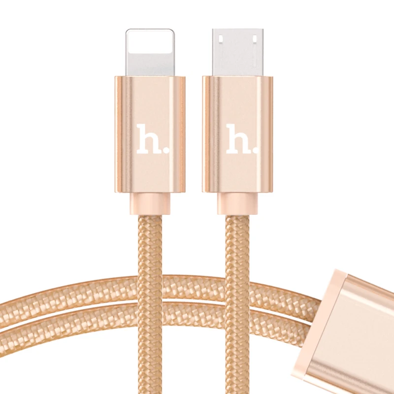 HOCO-Cable de datos de carga de Metal, Cable de nailon para enchufe de Apple, iPhone, iPad, Micro USB tipo C, Samsung, Xiaomi, Cable 3 en 1, 2 en 1 - imagen 2