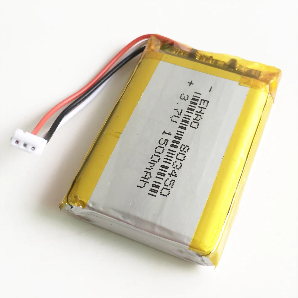 Batería recargable de polímero de litio para ordenador portátil, pila LiPo de 3,7 V y 1500mAh con conector JST ZH de 1,5mm y 3 pines para MP3, DVD, cámara, GPS, 803450