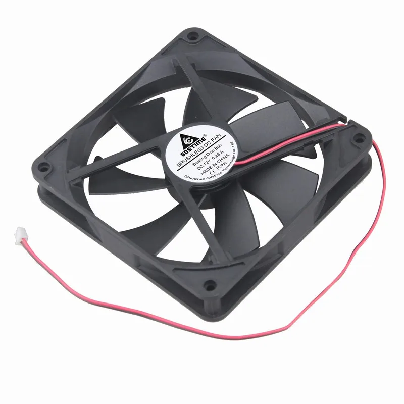 Gdstime-ventilador de refrigeración sin escobillas para ordenador, caja de ordenador de alta velocidad con rodamiento de bolas de 14cm, CC de 12V, 140x140x25mm, 2 pines, 14025B, 5 uds. - imagen 5