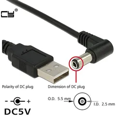 Cable USB DC Barrel Conector Angular Antienredo