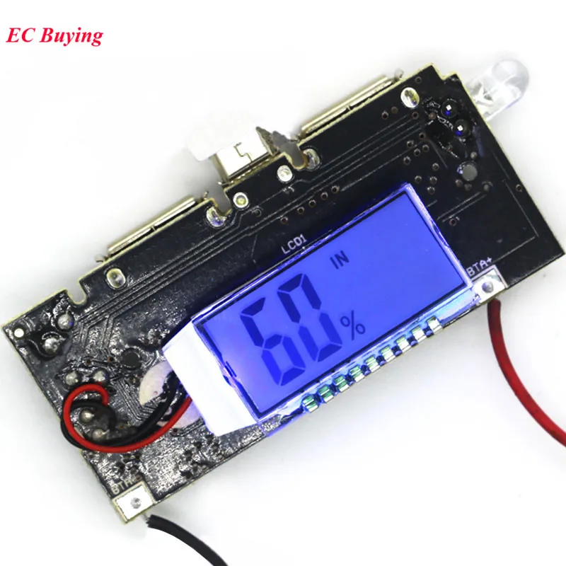 Controlador de carga de banco de energía móvil, 2 uds., 5V, 2A, LCD Digital, USB Dual, 18650, placa de cargador de batería de litio, módulo regulador PCB - imagen 5
