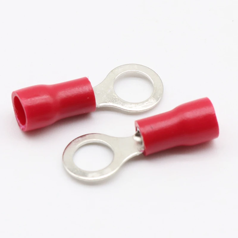 Conector de Cable Terminal de anillo de crimpado aislado rojo, RV1.25-5, 100 unids/paquete, RV - imagen 2