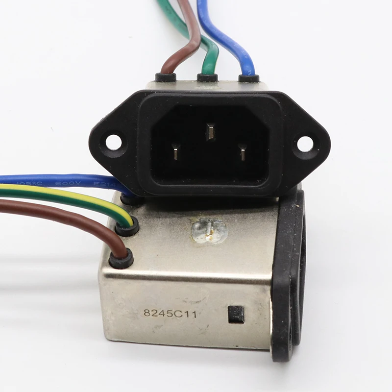 Montaje en panel Toma de CA de 3 pines Filtro EMI 8A 115/250VAC 8A 50/60Hz Conector de filtro de potencia EMI Corp. alto y bajo - imagen 3