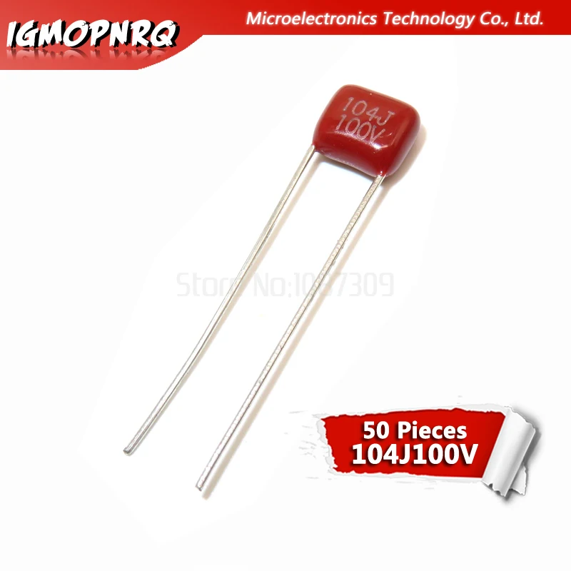 Condensador de película de polipropileno, 100V, 104j, paso 5mm, 100NF, 0,1 UF, 100V, 104, igmopnrq, CBB, nuevo, 50 Uds.