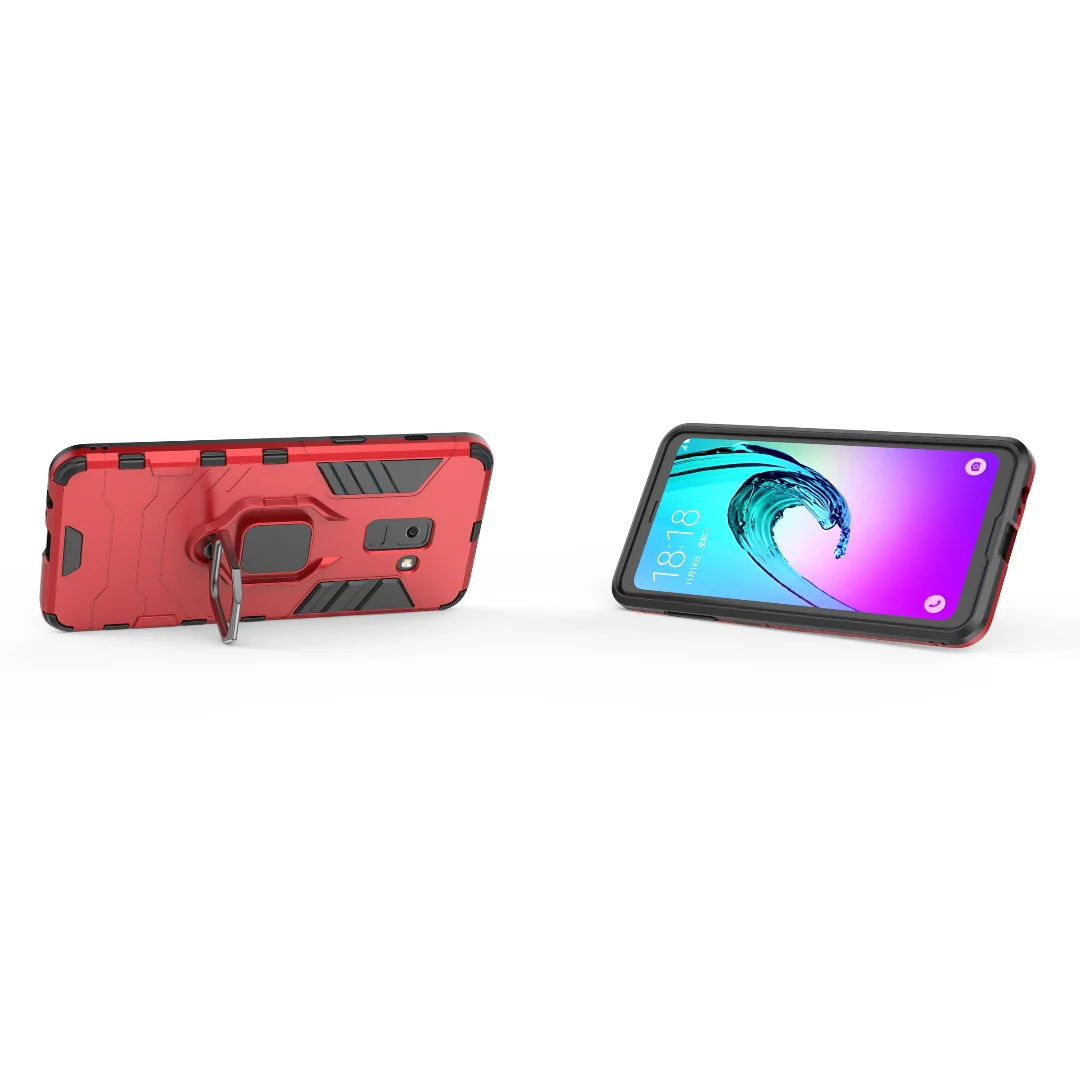 Funda con anillo de soporte para Samsung Galaxy A8 2018, carcasa de silicona + armadura de PC a prueba de golpes, carcasa trasera protectora para samsung a8 2018 - imagen 2