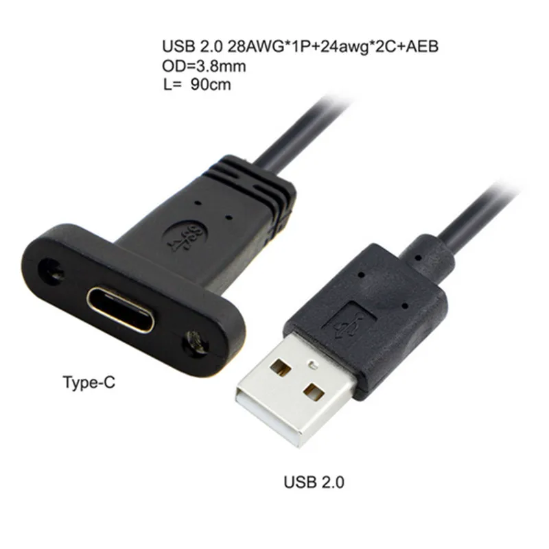 Cable de datos USB 3.1 tipo C USB-C hembra a USB 2.0 A macho para Macbook, tableta y teléfono móvil de 3 pies