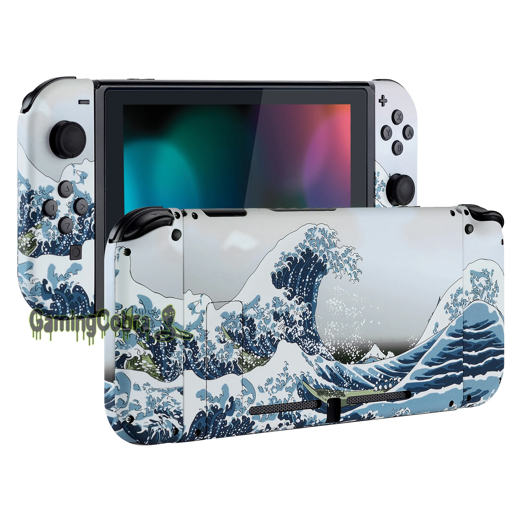 EXtremeRate-carcasa de mando de la placa trasera de la consola Great Wave, con juego completo de botones para Nintendo Switch