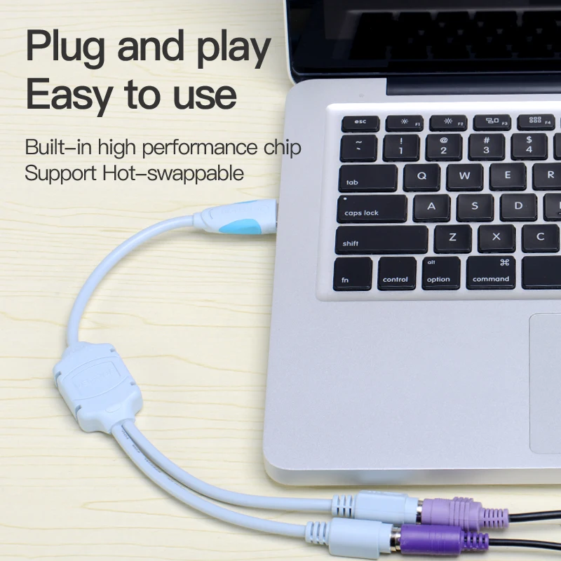 Vention-Cable convertidor USB a PS2, adaptador macho a PS/2 hembra, Cable de extensión USB para teclado, ratón, escáner, PS2 - imagen 2