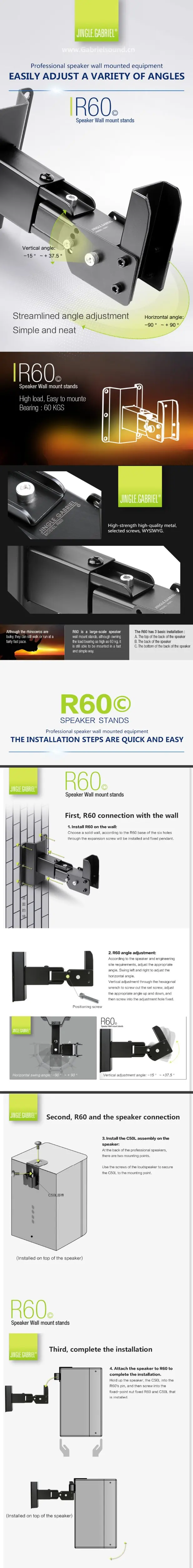 Un collage de varias páginas o secciones de un manual o guía, posiblemente para la instalación o montaje de un producto. El texto R60 se muestra de forma destacada, que podría ser el número de modelo o el nombre del producto.