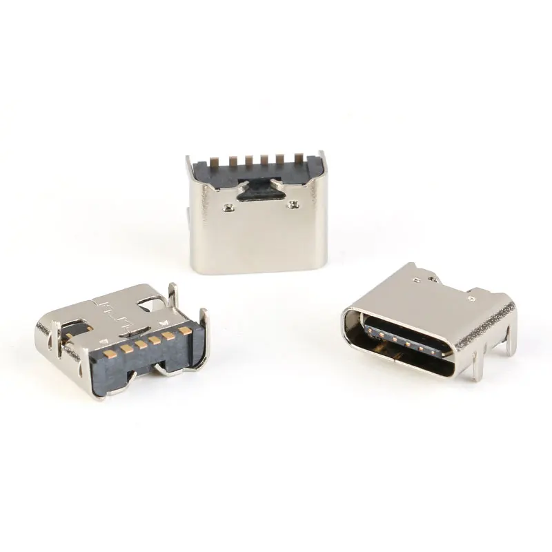 20/10/5 piezas 6 Pin SMT conector de enchufe Micro USB tipo C 3,1 colocación femenina SMD DIP para diseño de PCB DIY carga de alta corriente - imagen 5