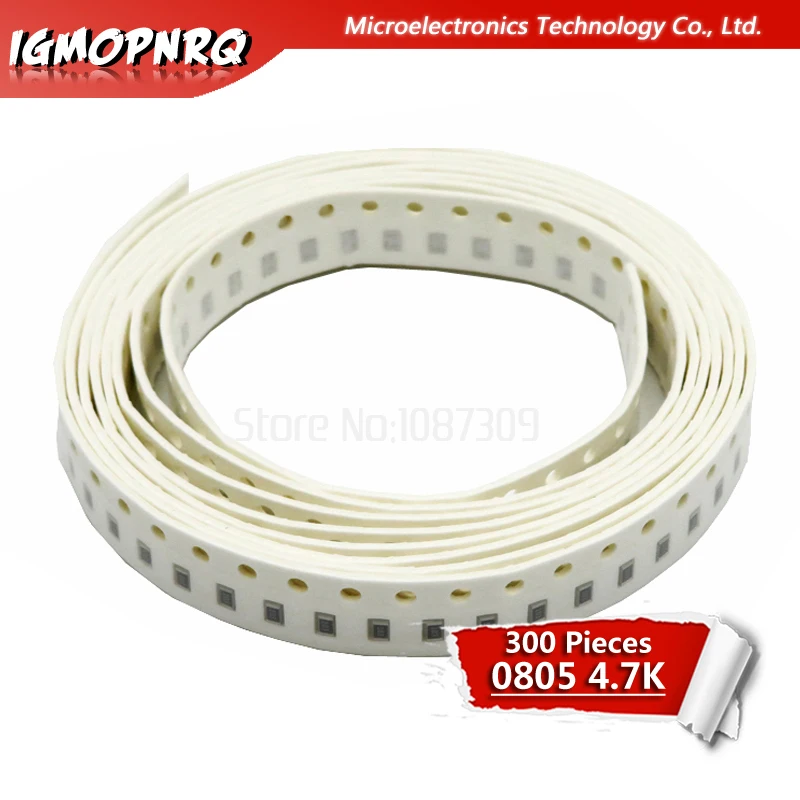 300 Uds. Resistencia 0805 SMD 5% 4,7 K ohm 1/8W 4K7 472