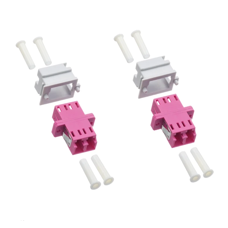 Adaptador de fibra óptica LC dúplex MM OM4 acoplador de fibra óptica color gris rojo conector ftth envío gratis ELINK 20 piezas - imagen 3