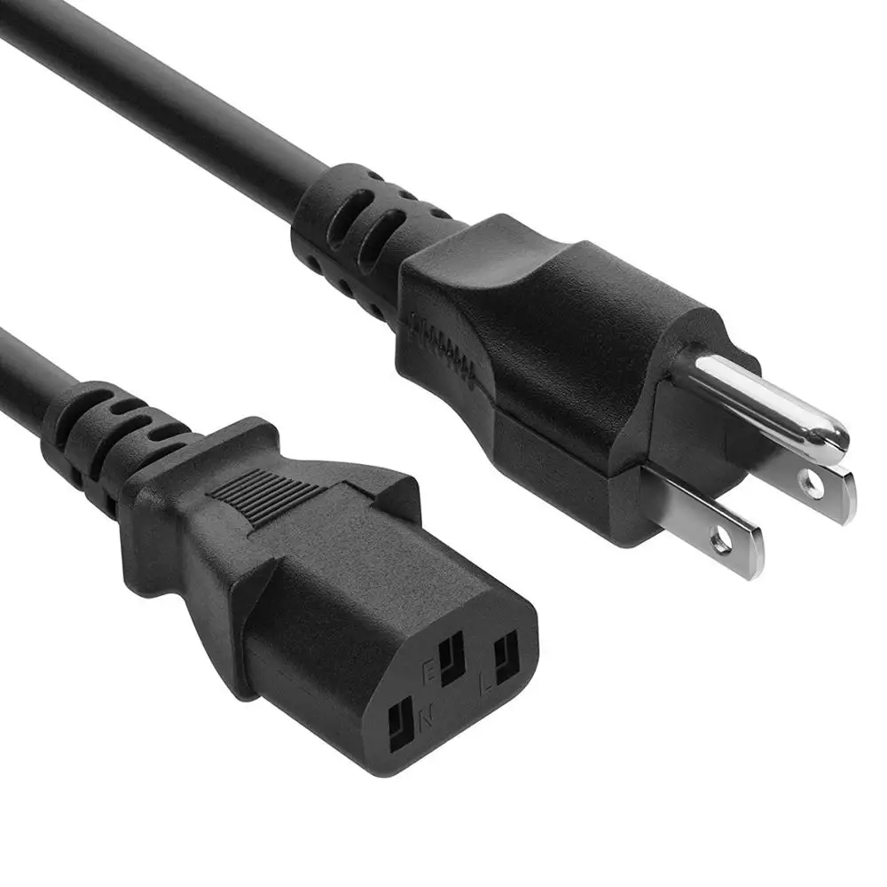 1,5 m 5 pies 3 pines 18 AWG 60C 250V enchufe estadounidense Cable de alimentación Universal para NEMA 5-15P a IEC320C13 negro PWC75A150US