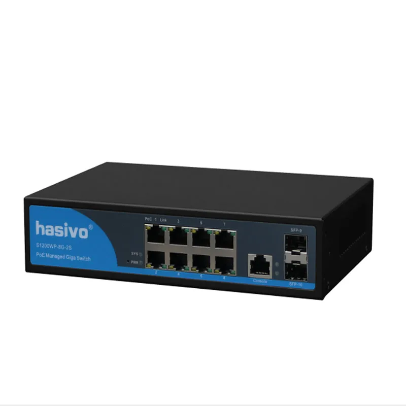 Conmutador Ethernet de 8 puertos, conmutador gestionado con 2 ranuras Gigabit SFP, gestión VLAN IGMP, 10/100/1000Mbps - imagen 4