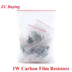 Kit de resistencias de película de carbono, 1 W, 5 %, 0,1 Ω–2 MΩ