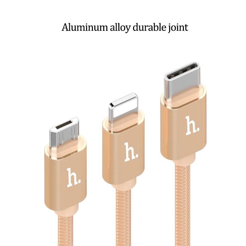 HOCO-Cable de datos de carga de Metal, Cable de nailon para enchufe de Apple, iPhone, iPad, Micro USB tipo C, Samsung, Xiaomi, Cable 3 en 1, 2 en 1 - imagen 4