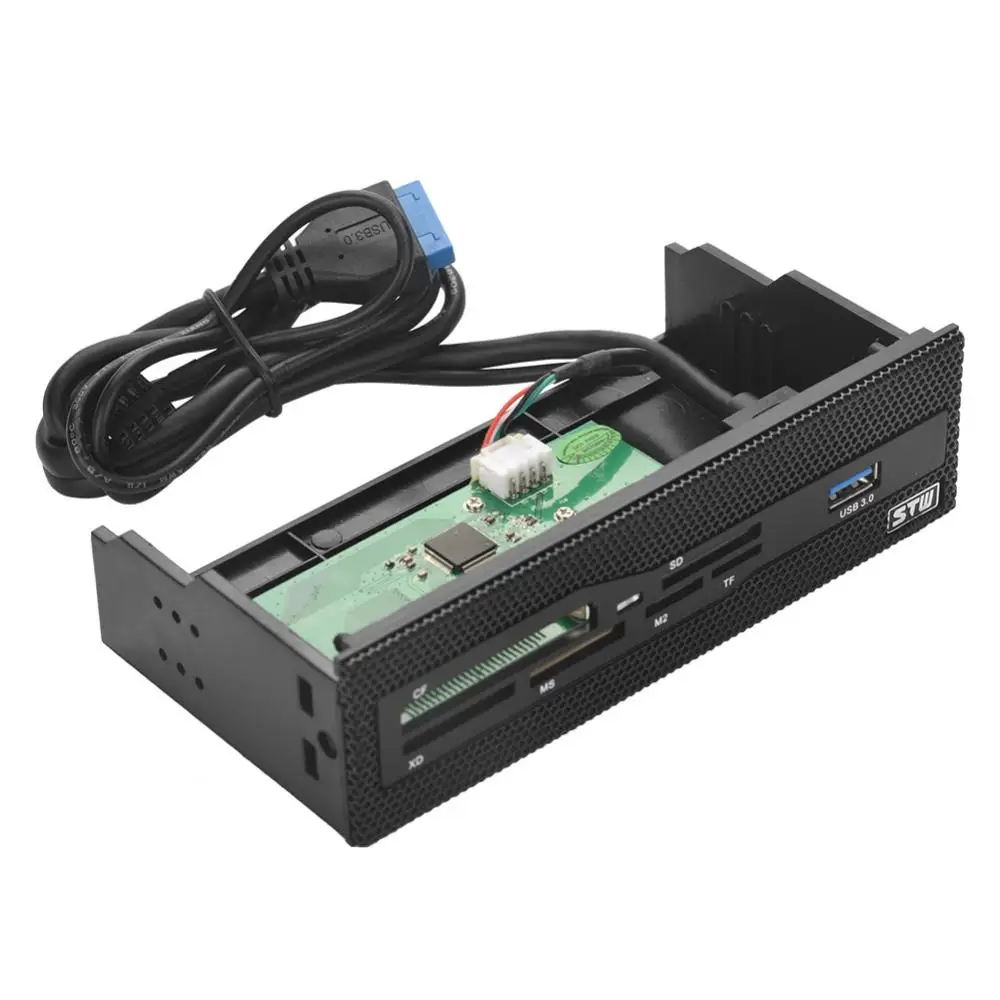 Lector de tarjetas inteligente STW 3061, Panel frontal multifunción interno de 5,25 pulgadas, puerto USB 3,0, CF, XD, MS, M2, TF, SD - imagen 2
