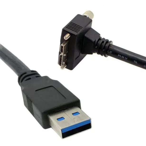 Cable de datos Micro B USB 3,0 con montaje de tornillo en ángulo de 90 grados, 1,2 m/4 pies, para cámara Industrial Point Grey Chameleon - imagen 2