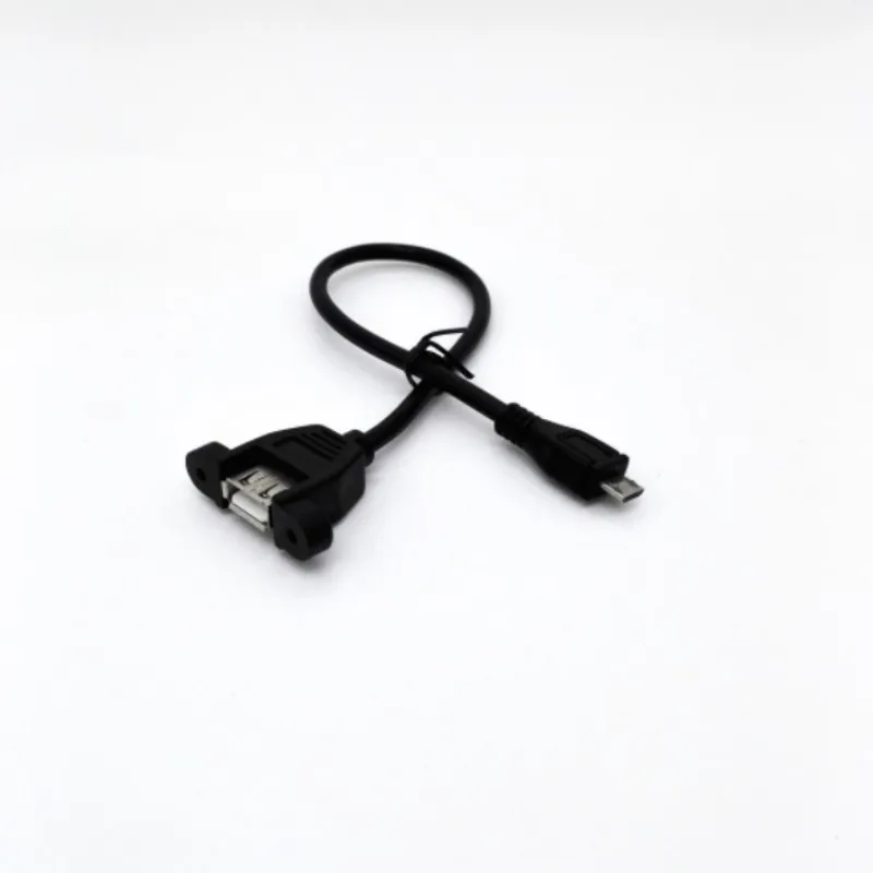 Cable de extensión Micro B macho de 5 pines A USB A 2,0 hembra, Tornillo de montaje en Panel, oreja de 30cm /50cm, Cable con orificios para tornillos, línea deflectora - imagen 2
