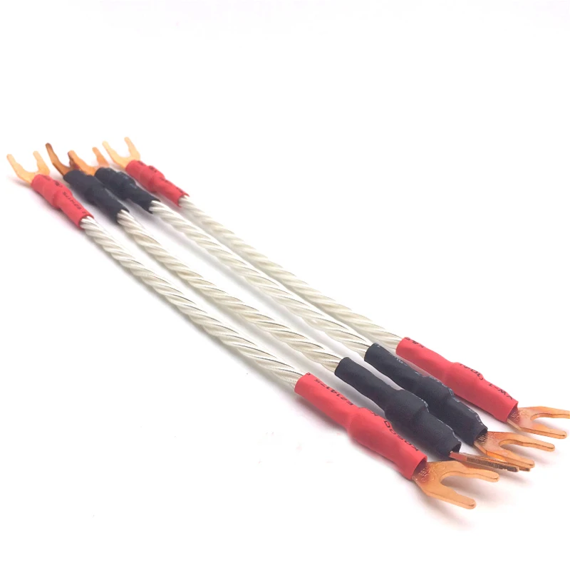 Cable de audio de puente chapado en plata Y pala 7N OFC de cobre rojo de alta gama cable de altavoz de puente de altavoz de alta fidelidad